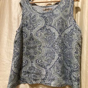 FLAX 100% Linen Paisley Tank Large